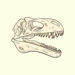 Tyrannosaurus Rex Skeleton Head Illustration