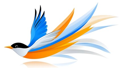 Obraz premium Abstract Bird in Flight Blue Orange White Wings