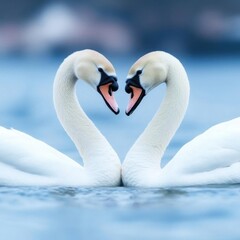 Swans coexisting in pristine environments, swan freedom environment, delicate balance, abstrack background, no blur, photo not dark, everything is clear, copy space