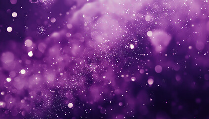 Obraz premium A mesmerizing purple backdrop filled with sparkling particles creates an enchanting dreamlike ambiance. Soft lights enhance the mystical feel, perfect for festive or celebratory occasions
