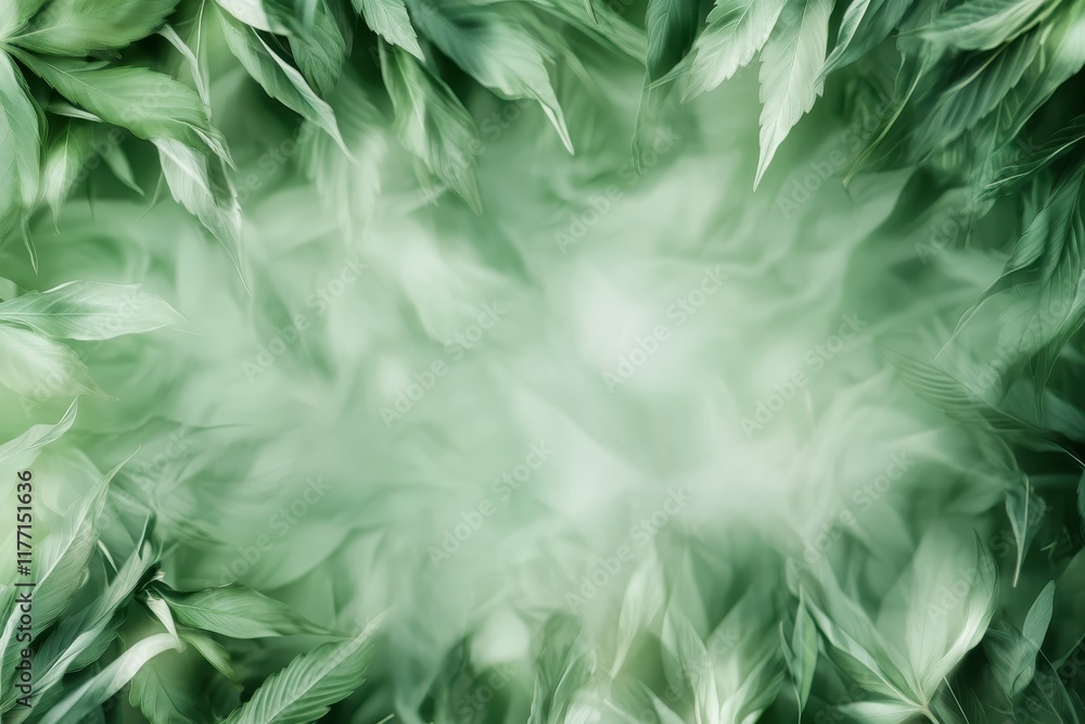 Aufkleber a beautiful array of lush green leaves softly blurred creates a tranquil background, perfect for enh