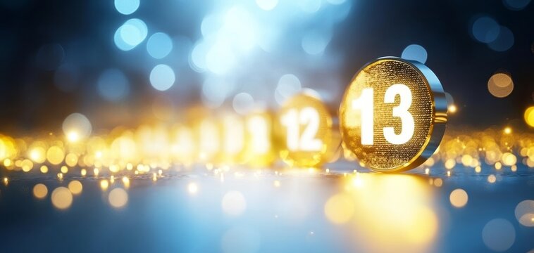A close-up view of illuminated numbers on a timer against a sparkling background, suggesting a countdown or time-related theme.