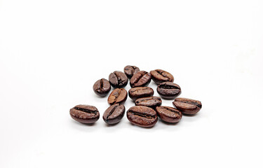 Coffee beans or  Roasted coffee bean isolated on white background, Close-up