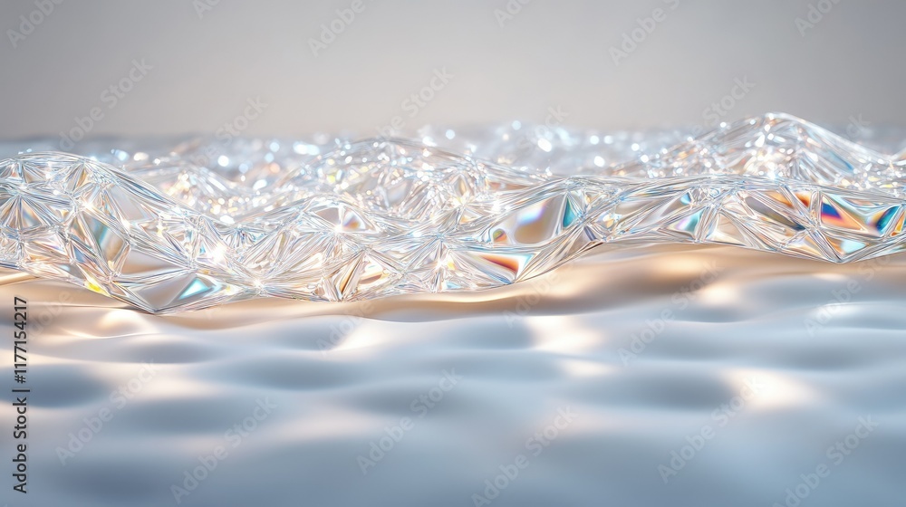 Poster A colorful holographic silver foil texture with small triangles forms a captivating geometric pattern for digital use