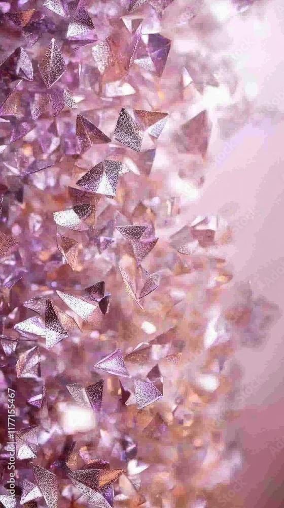 Poster A colorful holographic silver foil texture with small triangles forms a captivating geometric pattern for digital use