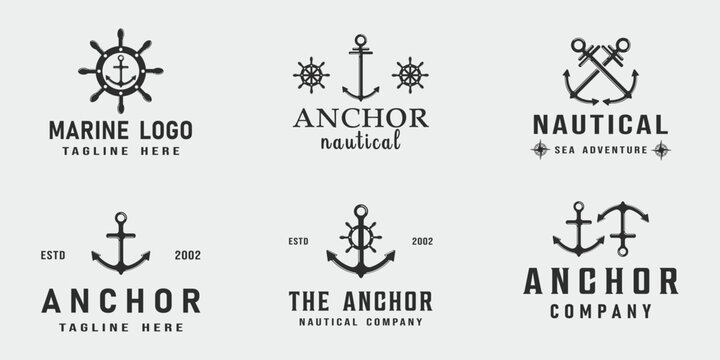 set logo anchor vintage vector icon symbol illustration template design - Powered by Adobe