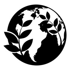 Earth with Eco Leaves vector silhouette
