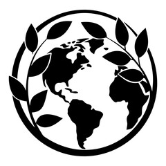 Earth with Eco Leaves vector silhouette