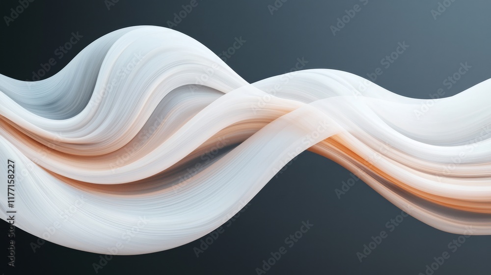 Poster a fluid, abstract design featuring smooth, wavy lines in soft colors, creating a sense of motion and