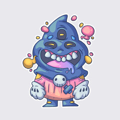 A little creature in a cap. Cartoon vector character. Trendy style. Vector illustration.