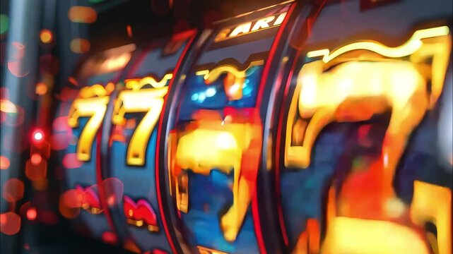 Image of a slot machine display in a casino, concept of gambling, gambling addiction, online casino game
