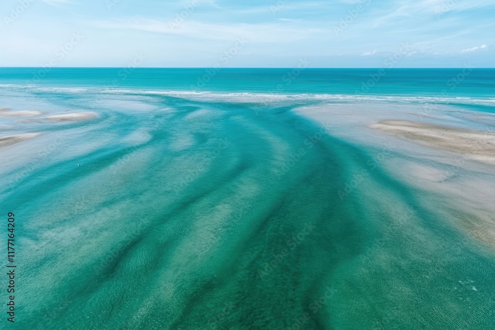 Poster visually captivating, the patterns formed by shallow waters reflect light and create a dreamlike atm