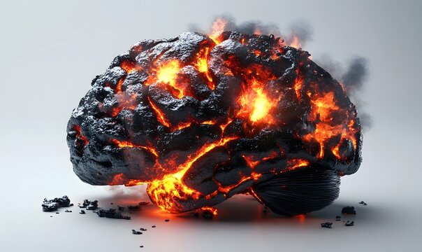 Burning, exploding brain; mental health concept.