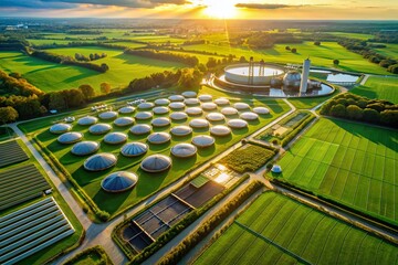 Aerial View: Bioreactor Farm for Sustainable Energy Production via Microbes