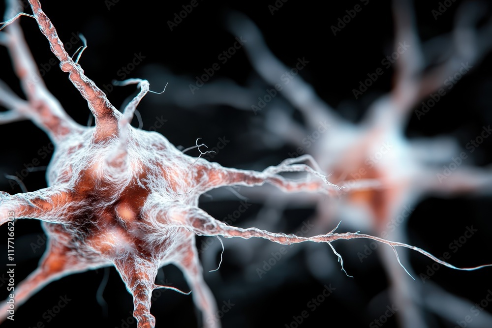 Aufkleber this close-up view captures the intricate details of neurons, depicting their beautiful complexity w