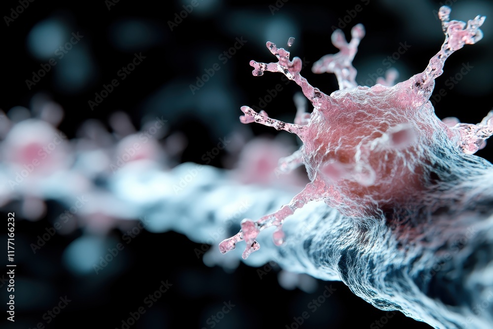 Aufkleber this image showcases a vibrant neuron pulsating with energy, revealing the intricate structure of ne