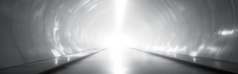 A sleek futuristic white hallway with soft lighting, ideal for showroom or advanced technological concepts.