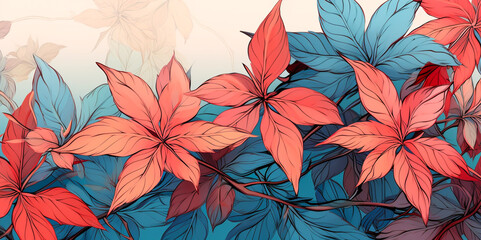 Fototapeta premium Abstract dark leaf painting, beautiful background.