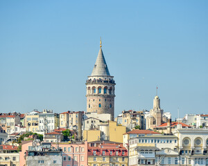 Fototapeta premium view of galata tower from estuary