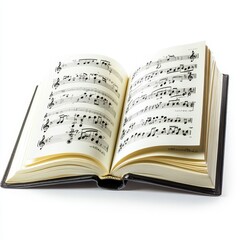 Fototapeta premium Open Music Book with Sheet Music – Musical Notation, Classical Inspiration, Music Education, and Creative Arts