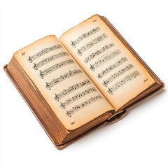 Naklejka premium Open Music Book with Sheet Music – Musical Notation, Classical Inspiration, Music Education, and Creative Arts