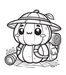 Coloring book cute pumpkin adventure illustration 