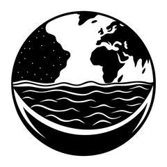 Ocean and Earth vector silhouette