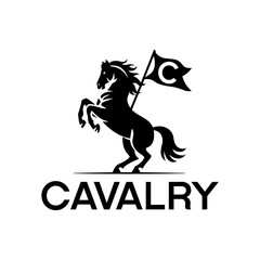 Cavalry Horse Logo with Flag
