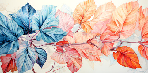 Fototapeta premium Abstract tropical leaf painting natural color background