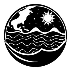 Ocean and Earth vector silhouette
