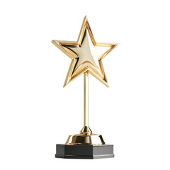 shiny gold star trophy on black base, symbolizing achievement and success. Perfect for awards ceremonies, recognition events, or celebrations of excellence