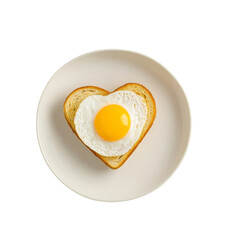heart shaped toast with fried egg on white plate, symbolizing love and warmth. Perfect for breakfast or brunch, this dish brings joy and comfort to any meal