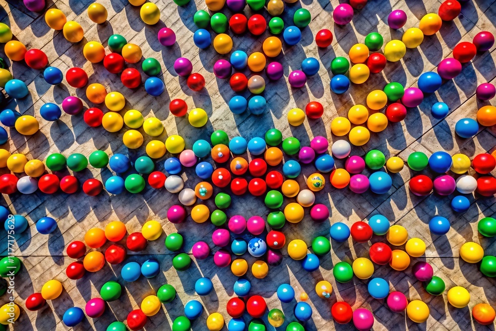 Poster aerial view colorful balls arrows pattern geometric design abstract art