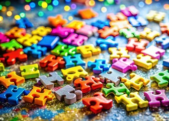 Aerial View Colorful Jigsaw Puzzle Alphabet Numbers Drone Photography