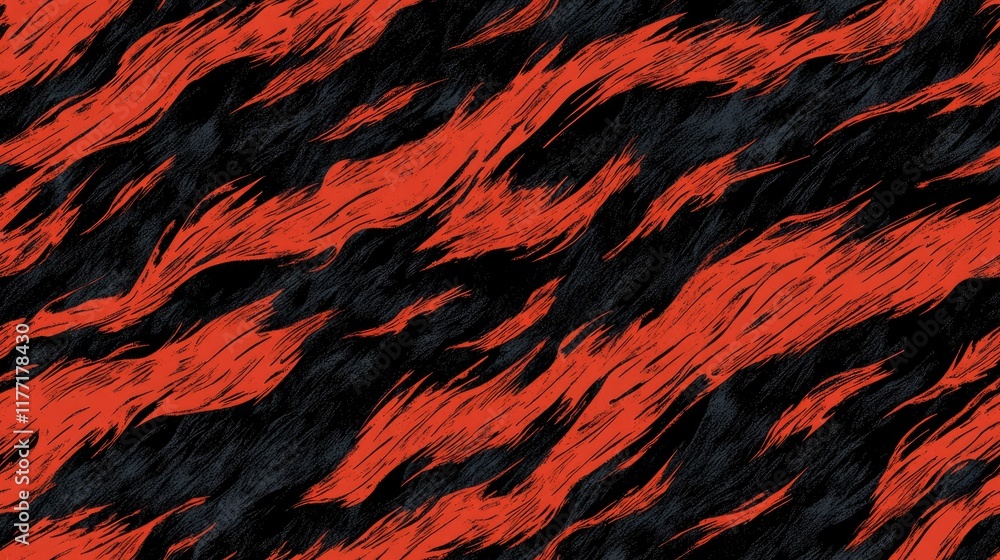 Poster abstract design featuring bold red and black flame patterns creating a dynamic visual effect