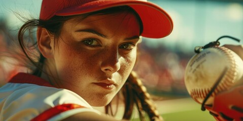 Young athlete prepares for the pitch during a summer baseball game in a vibrant stadium setting