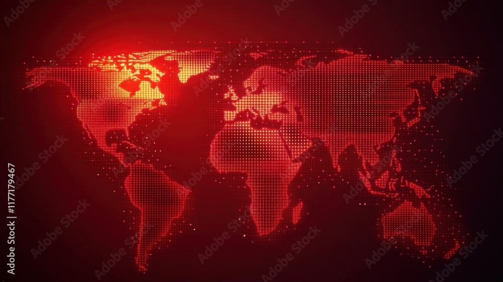 Poster abstract global technology background. points composed like world map. digital innovation concept fo