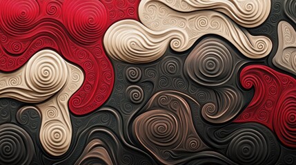 Abstract Swirling Shapes with Textured Patterns in Bold Colors