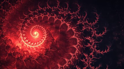 Abstract Red Spiral Pattern with Fractal Design Elements