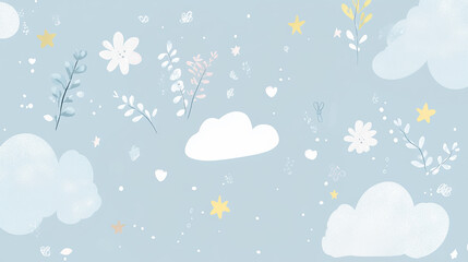 雲と植物の可愛い空の背景