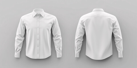 realistic mockup of a white dress shirt with long sleeves on white background