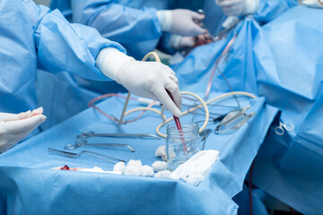 surgical instruments on the table in the operating room, ENT, otolaryngologist, septoplasty,...