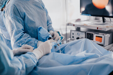 urological examination with an endoscope, lithotripsy, urological operating room