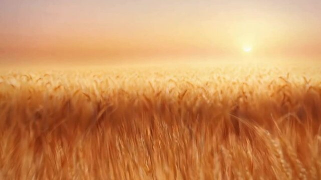 Expansive golden wheat field swaying in the wind