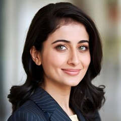 Fototapeta premium portrait of a young glowing skin care smiling professional independent business woman closeup shot photography