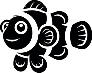 Clown Fish vector black silhouette cricut design for T-shirt