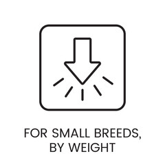 Fototapeta premium An icon of a downward arrow within a square in vector, symbolizing focused dosage for small breeds, with an editable stroke