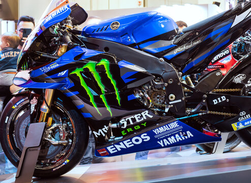 Supersport Yamaha R1, blue version, powerful road and track bike.Milan - Italy,07 november 2024