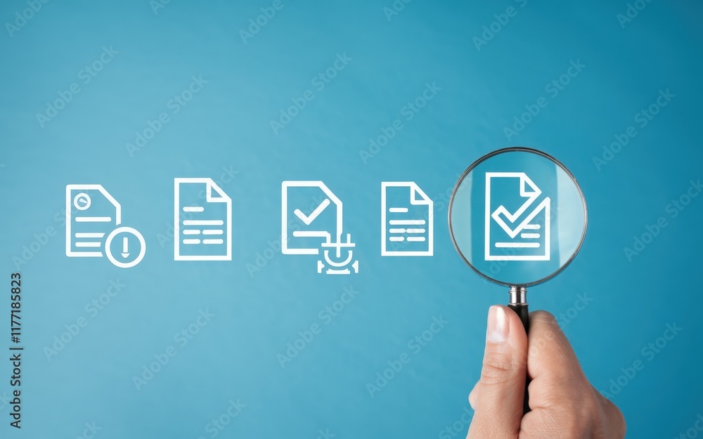 Poster Illustration of Document Review Process and Quality Control Concept in a Professional Setting for Improved Accuracy and Efficiency