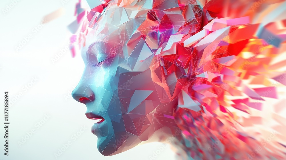 Poster creative digital polygons wallpaper. technology and science concept. 3d rendering